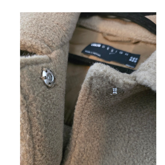 ASOS Design Long Line Light Brown Pockets Women's Winter Shacket Jacket 14 - Picture 4 of 5